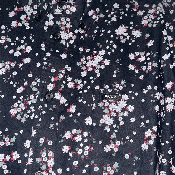 RVCA Black Floral Button Down Shirt - Picture 4 of 5